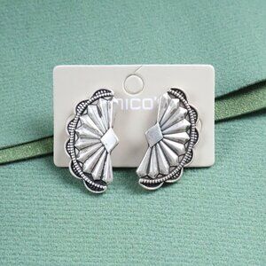 Chico’s Vintage Style Silver Fan Earrings Unique Design